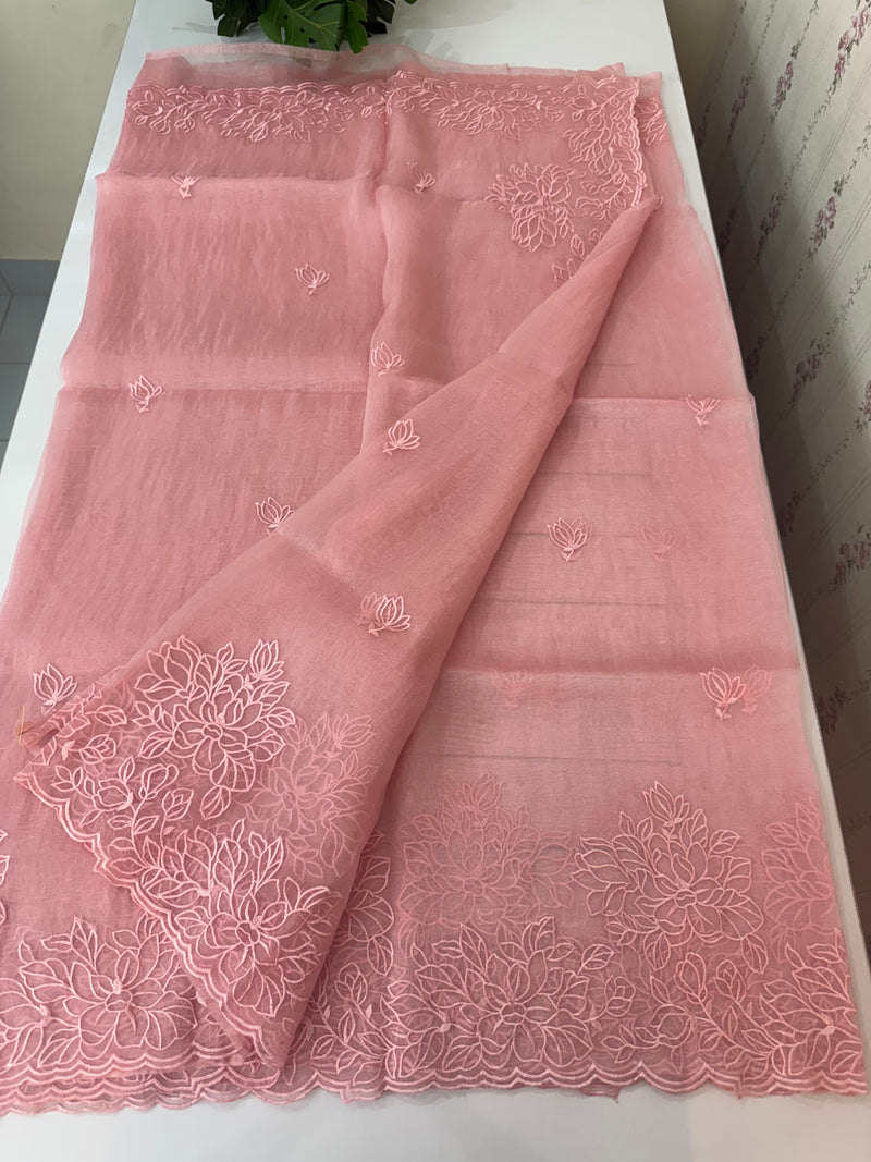 Tissue Organza saree MS14051- PeachPink