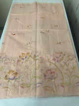 Supernet saree with embroidery and handpaintingwork MSH104- PastelPeach