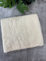 Mul chanderi applique work saree MSH183- OffWhite