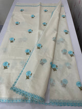 Mul chanderi embriodery saree with scalloped borders MSH290