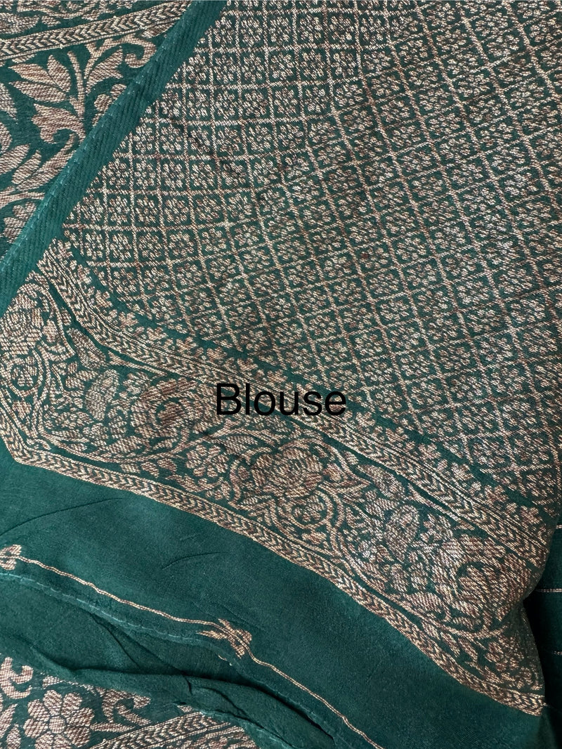 Banarasi Tussar georgette saree  - SMHCSHY BottleGreen