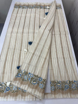 Mul chanderi saree with embriodery & zari lines MSH272