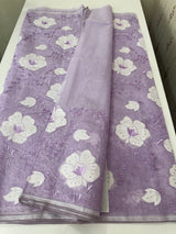 Semi organza saree with applqiue work - MSH256