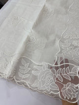 Moonga checks Applique work saree  MSH110- White