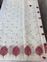 Supernet saree with embroidery MCJ875 white & Red