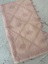 Premium Kota checks saree with Chikankari work  MSH241 PastelPink