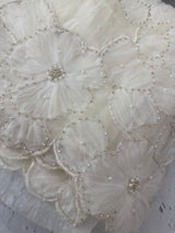 Handworked Tissue Organza Applique work saree MS15203- Offwhite