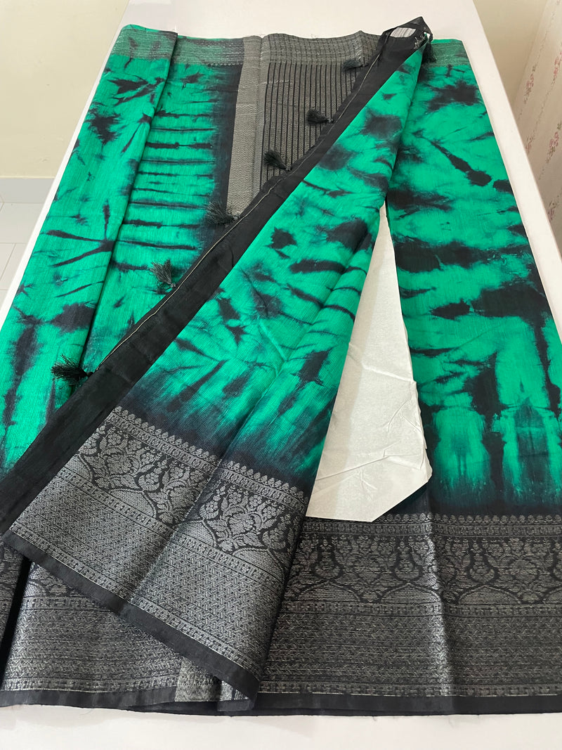 Tie & Dye semi silk sarees  MSS9876