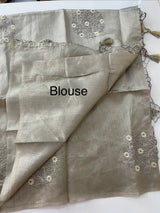 Butter silk saree with embroidery MTS569