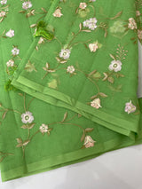 Kota Supernet embriodery saree SHSNYNM- Green
