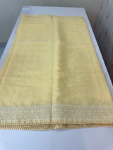 Semi linen saree with chikanakari embroidery- MS15086 PastelYellow