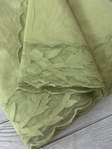 Mul chanderi saree with applique borders MSH111- PastelGreen