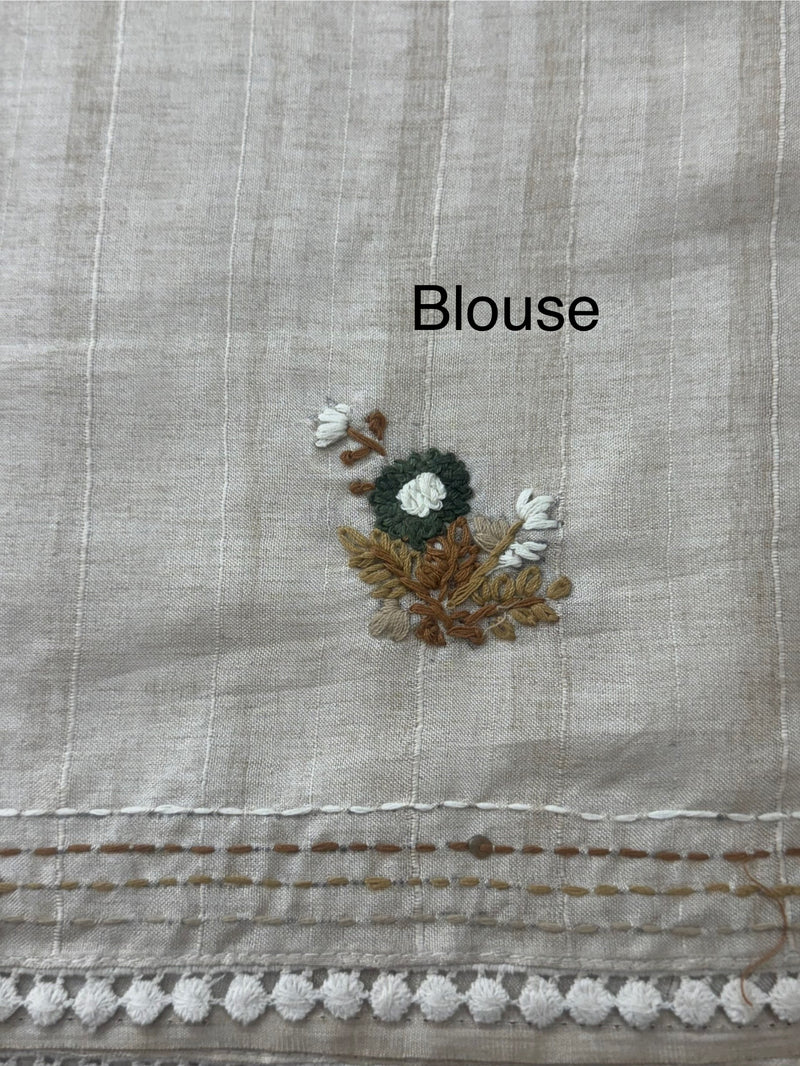 Kanta Handstitched Blended tussar silk saree MS90543