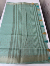 Semi chanderi saree with buttas MSF784 Pastel SeaGreen