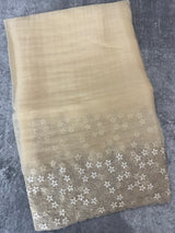 Crush tissue Organza saree with embroidery work MS14791- Beige