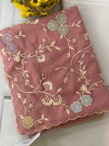 Pure Georgette saree with embriodery and applique work MS15567 PeachyPink