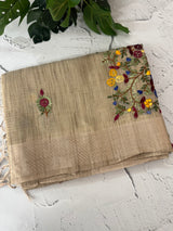 Soft Tissue linen Silk embriodery saree MS49876