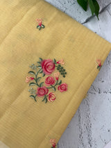 Lightweight NetKota saree with cross stitch embroidery MS143- Yellow