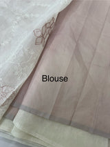 Soft Kota Chanderi saree with applique work MCH689 - Offwhite to NudePink
