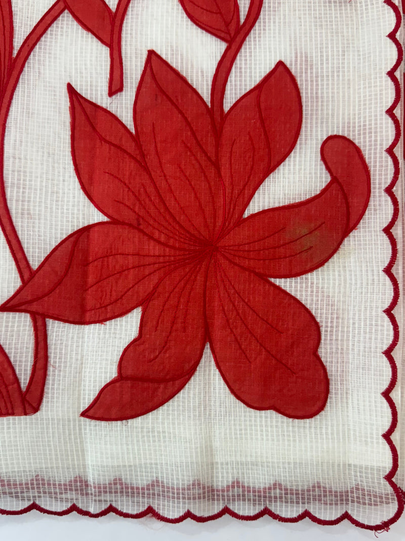 NetKota Applique work saree   -MSH998 White & Red