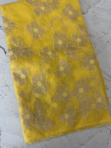 Semi organza saree with tissue applqiue work - MSH931 BrightYellow