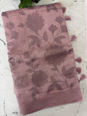 Tissue chanderi saree with applique work MSH699 -