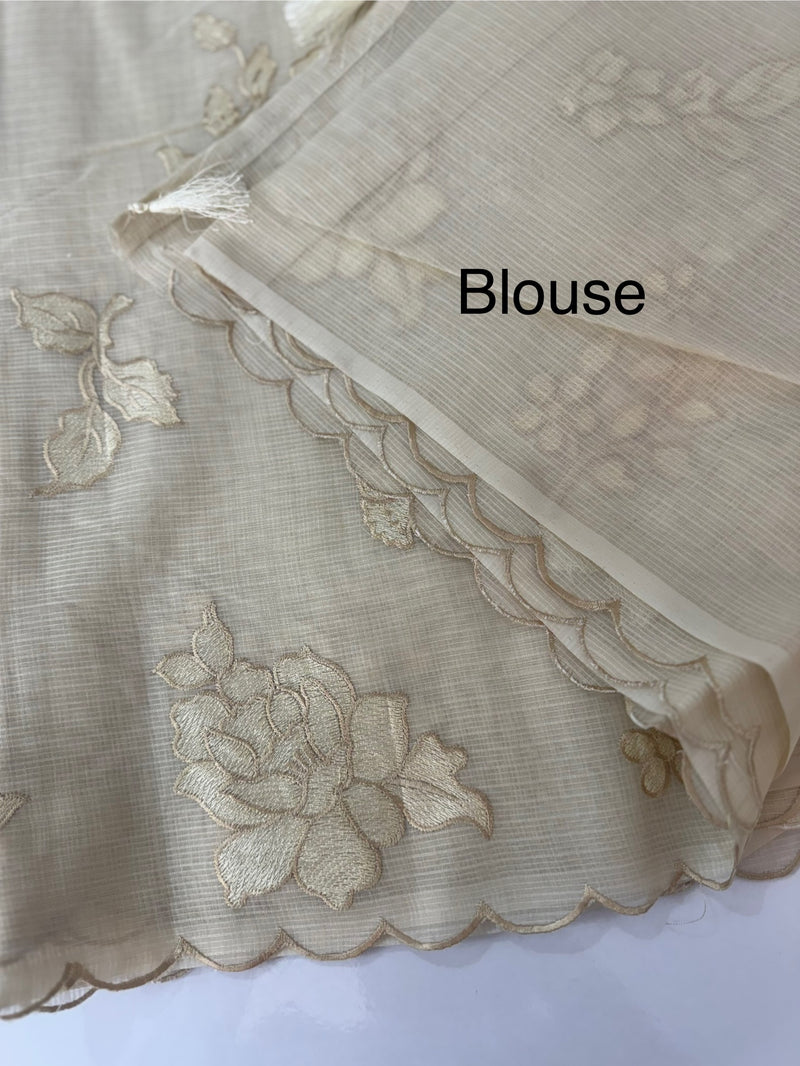 Silky kota embroidery saree  MSK890 Beige