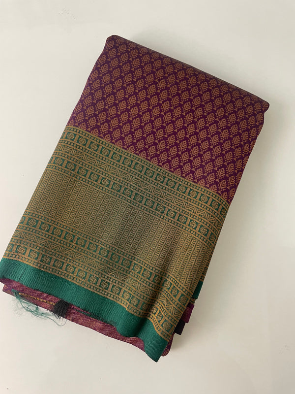 Semi silk saree with contrast pallu & blouse - MSS4538