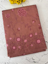 Blended Matka Tussar silk saree with cross stitch embroidery MS4899 - Peach