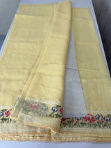 Semi linen saree with embroidery- MS15167