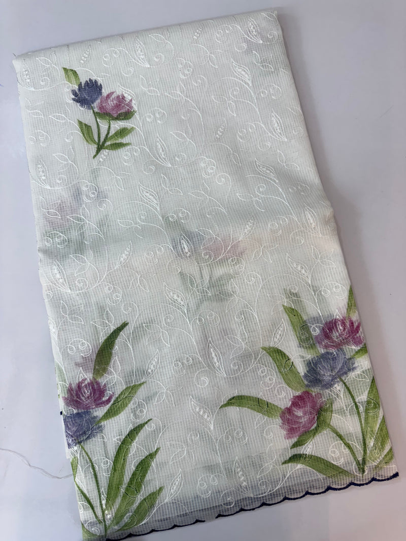 NetkKota saree with handpainting and embroidery MS7833