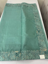 Soft Organza saree with cutwork tissue applique borders - MCW765