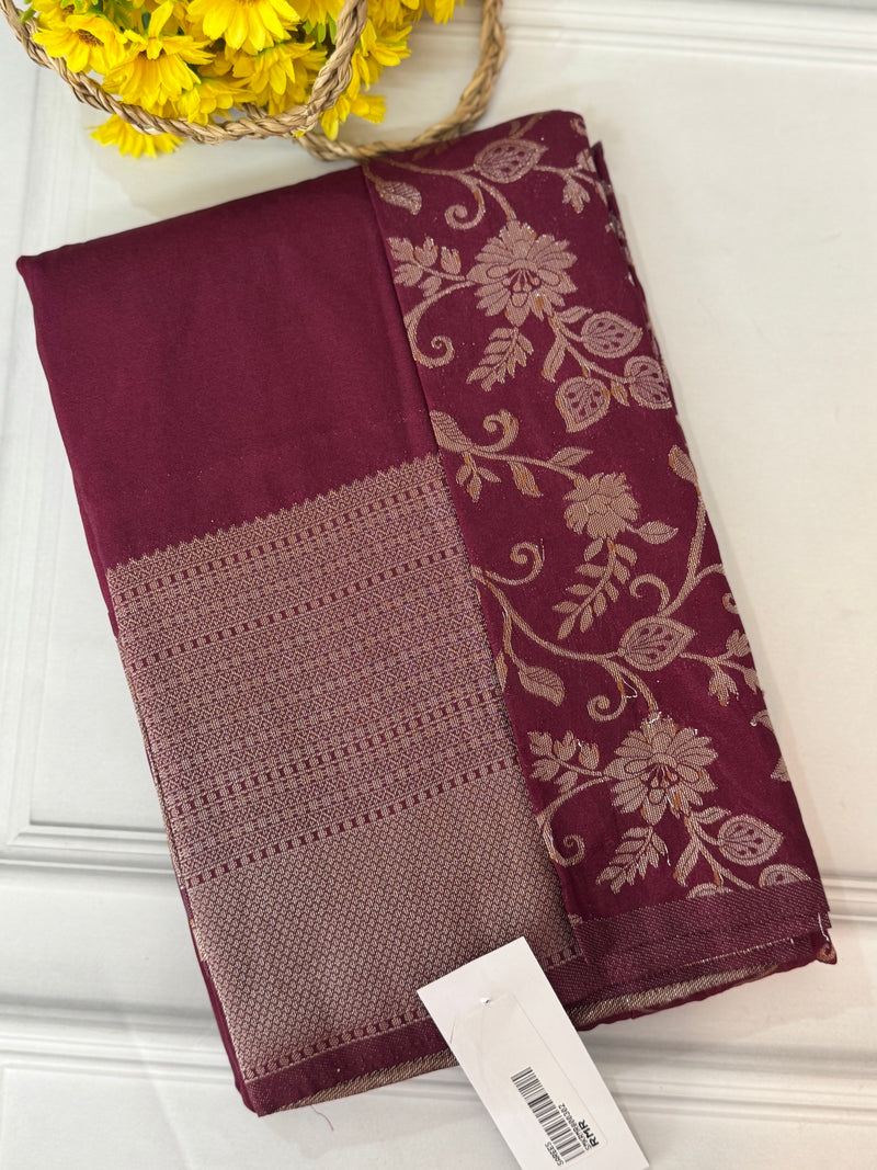 Crepe chiffon saree with brocade blouse - MS1134