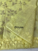 Premium Organza saree with tissue appliqué work - MMG310 - Yellow
