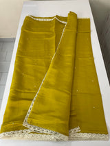 Blended Malai chanderi saree with lace borders MS5568