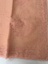 Moonga checks saree with Net Applique borders  MSH157 Peach