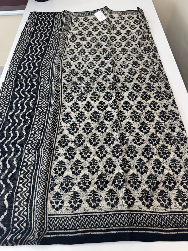 Hand block printed pure kota doria saree MBKD462