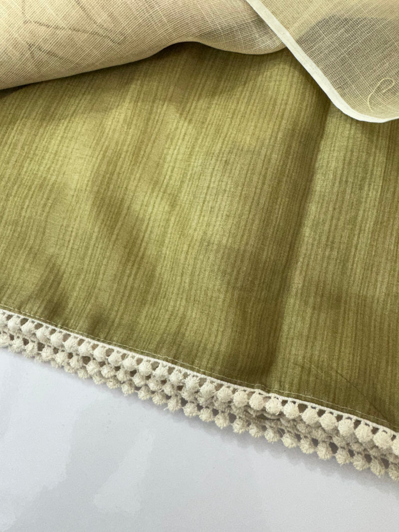 Tissue linen saree with applique work MLS5478