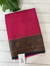 Semi silk saree with checks zari weaving MS81543- RaniPink to NavyBlue