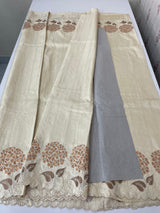 Blended soft tussar saree with embriodery - MS8669 PearlCream