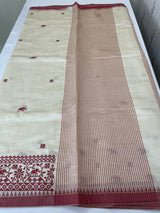 Blended tussar silk saree with embroidery- MSH490