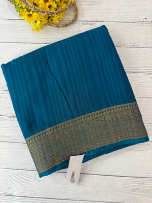 Crepe Banarasi viscose Georgette saree with brocade blouse MS953211- TealBlue