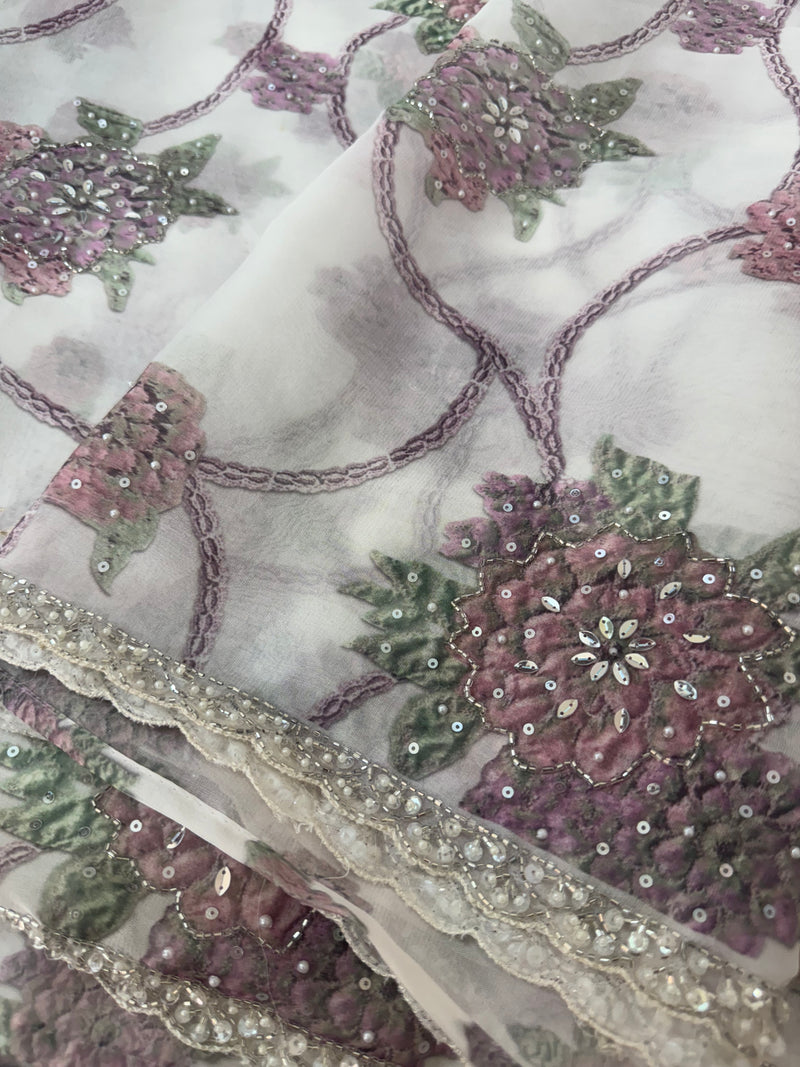 Handworked chiffon Organza saree MCS4534