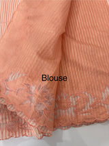 Striped Mul chanderi saree with applique borders MSH987 - Peach