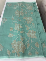 Kota Moonga checks saree with tissue applique work MMS431