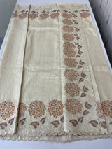 Blended soft tussar saree with embriodery - MS8669 PearlCream