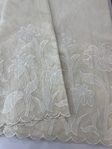 Mul chanderi applique work saree  MSH115 - Offwhite