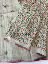 Pure desi tussar silk saree with kanta border- MTSB6