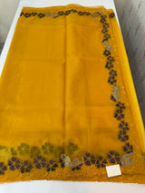 Soft organza saree with turkish applique borders- MCW735
