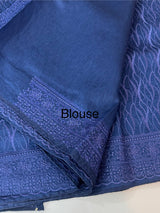 Blended tussar saree with thread work MTS9078 - DarkBlue
